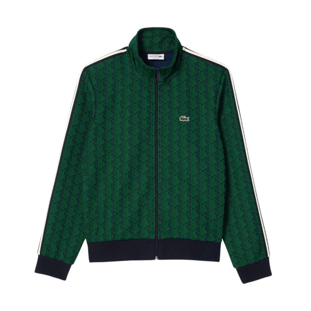 Lacoste Mens Paris All-Over Print Full Zip Tracksuit Top / Blue/Green
